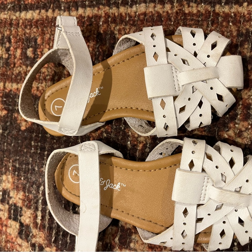 Cat & Jack White Sandals with Intricate Design
